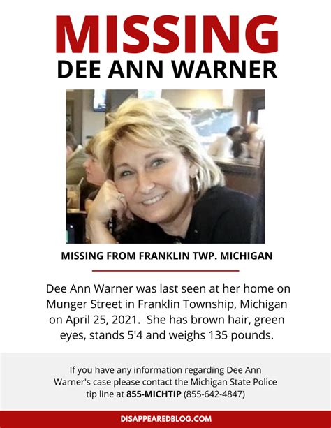 Dee ann warner found. Things To Know About Dee ann warner found. 